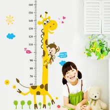 Cartoon Giraffe Height Ruler Wall Sticker Baby Room Children Bedroom Wall Stickers Home Decor Wall Art Sticker Wallpaper Poster