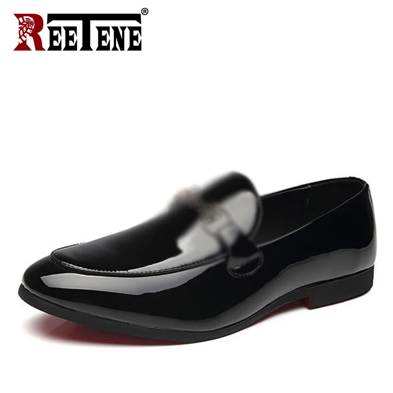 

REETENE Men Genuine Leather Shoes Slip On Black Shoes Moccasins Comfortable Men Flat Shoes Casual Driving Shoes Men'S Size 38-48