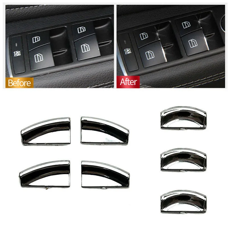 

For Mercedes Benz E Class W212 C Class W204 GLK X204 ML GL W166 X166 Class 7pcs/Set Door Lift Button Stickers ABS Chorme