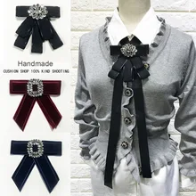 С модной бабочкой Свадебная вечеринка полиэстер бархат бантом Для женщин лук галстук ручной работы шее носить лентой и бантом Рубашка аксессуары