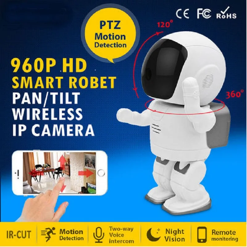 

960P HD Wireless Mini Robot Camera Two Way Audio Home Security WIFI IP Surveillance Security Camera for IOS Android Phone