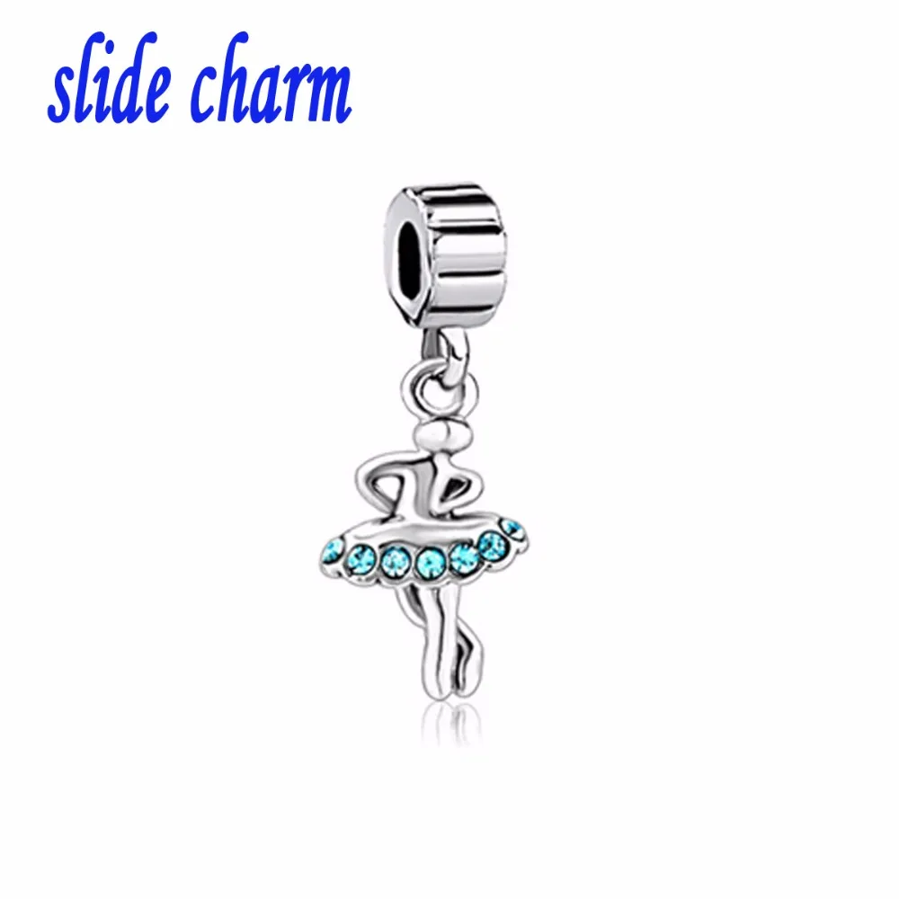 

slide charm Free shipping New European fashion ballerina charm pendant beads fit Pandora bracelet