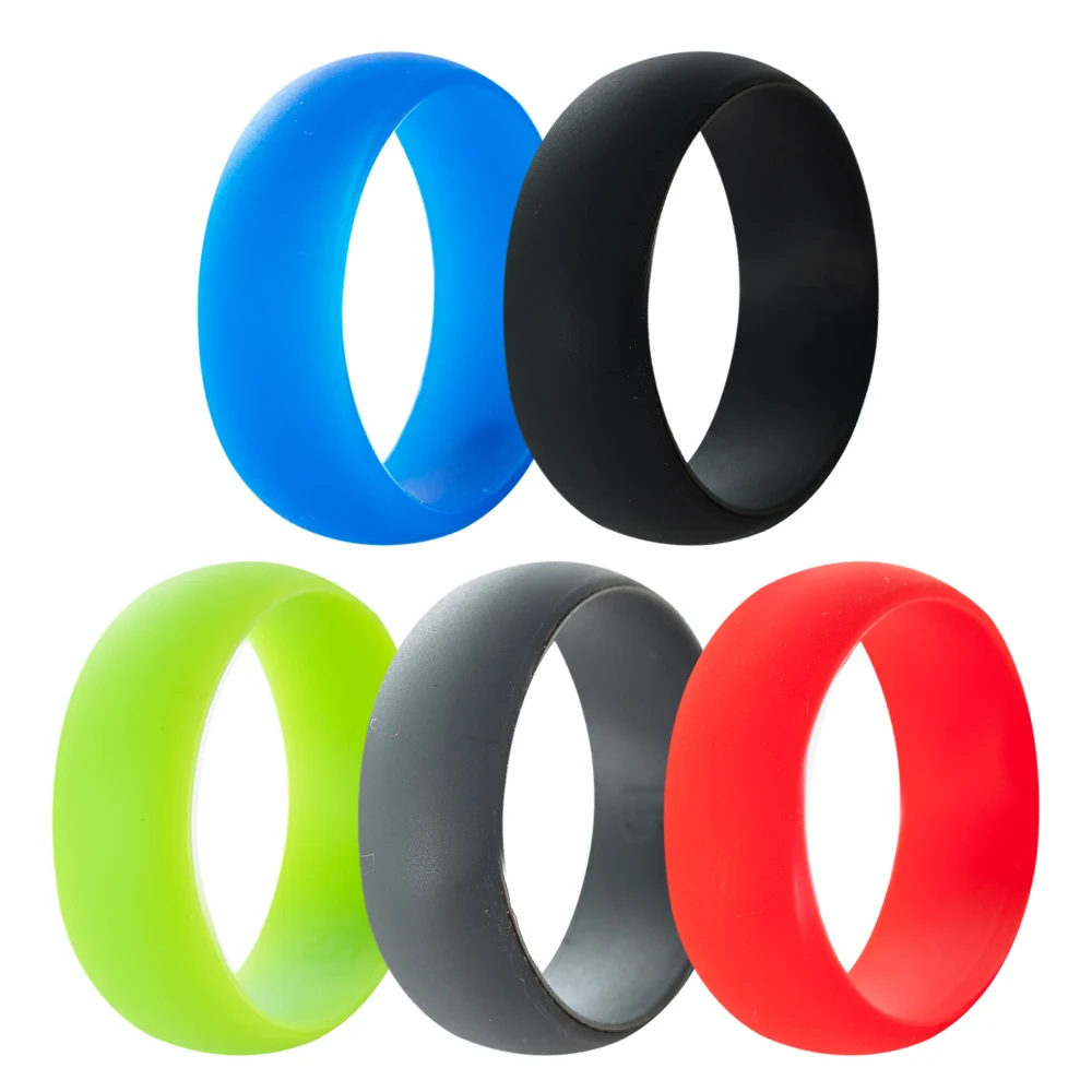 

Size 7-15 8MM Multi Color Hypoallergenic Crossfit Silicone Rubber Flexible Ring Band Wedding Engagement