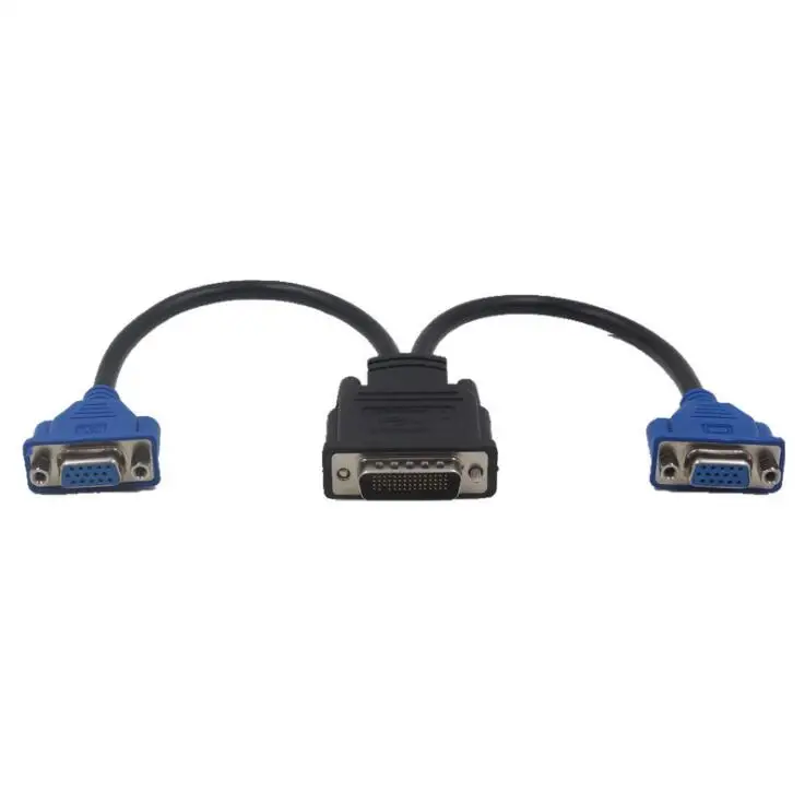 

50pcs/lot DMS-59 Pin 5.9mm Male to 2 VGA 15 Pin Female Splitter Adapter Cable Dual Monitor System 59 for computer video cards