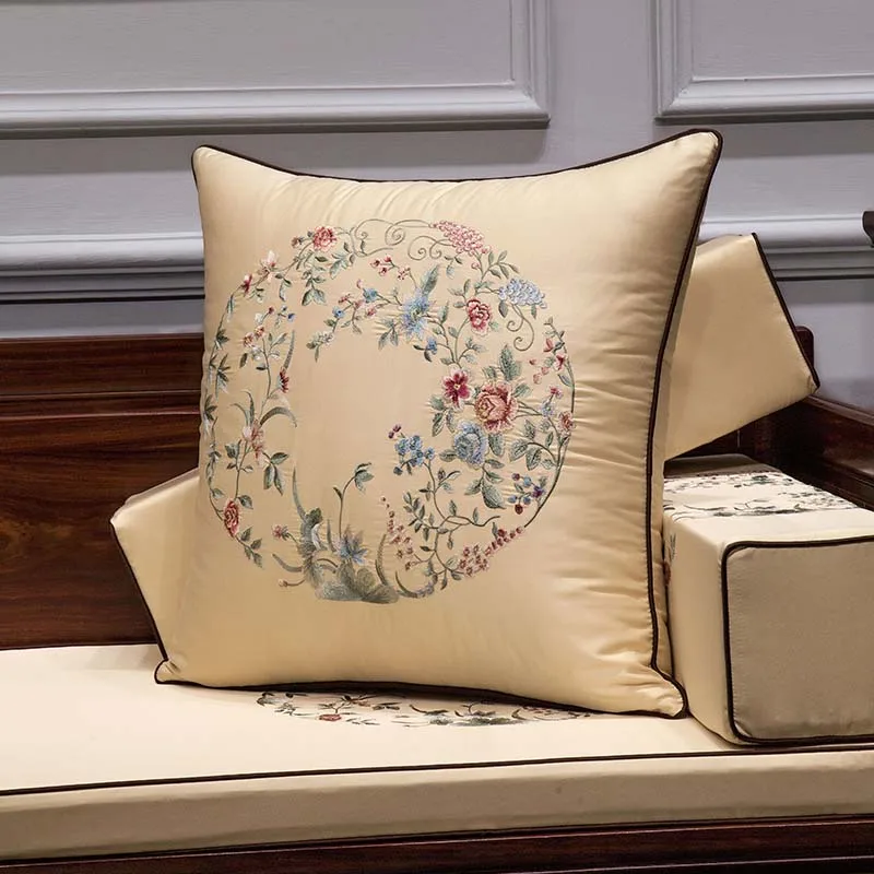 Китайский палисандр диванная подушка вышитая в китайском стиле Наволочка домашняя декоративная диванная подушка - Цвет: E