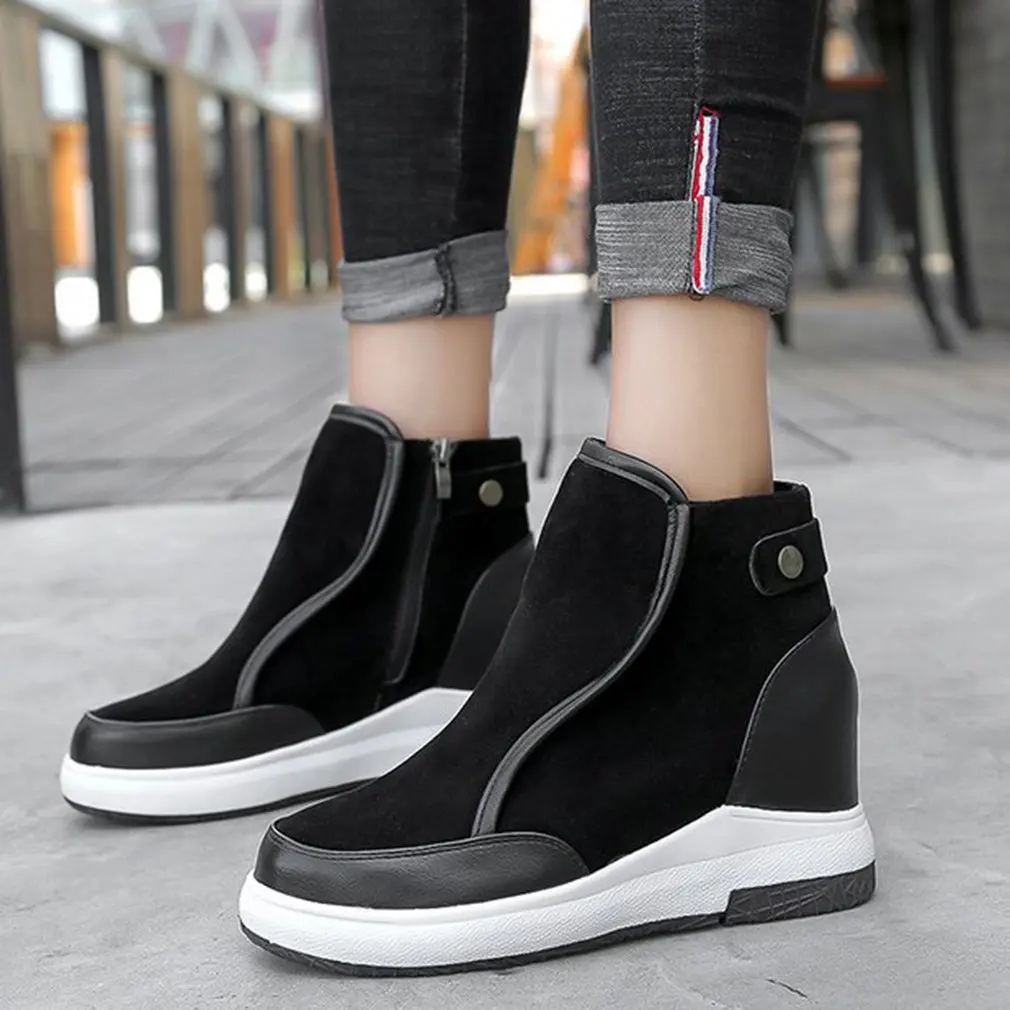 

Autumn Winter Women Anti-slip Boots Fashionable Design Lady Solid Color Round Toe Soft Leather Side Zipper Ankle Boots Shoes
