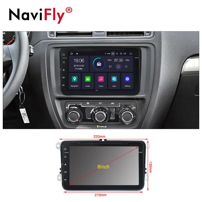 Clearance NaviFly Android 9.0 IPS DSP car multimedia GPS navigation player for VW golf 5 6 passat b6 Skoda Octavia/Fabia/Rapid/Yeti/Superb 1