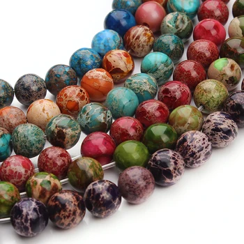 

New 48pcs/Strand Natural Stone Sea Sediment Imperial Jaspers Beads 8mm Round Loose Spacer Bead for Necklace Jewelry Making F3046