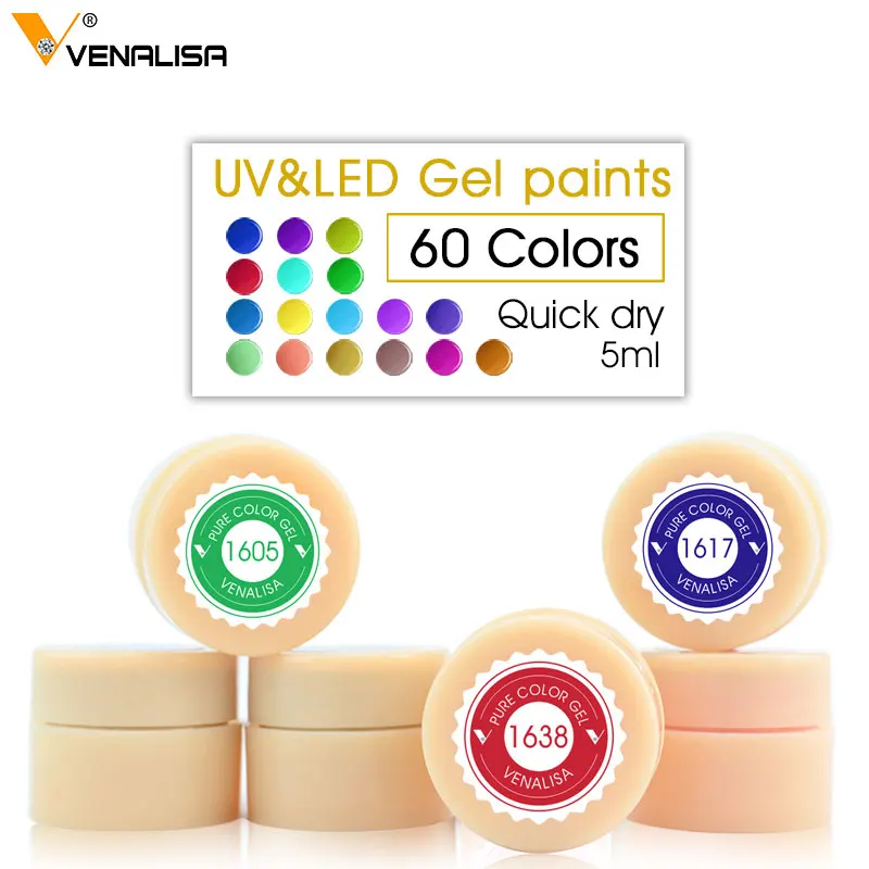 Venalisa الأشعة فوق البنفسجية هلام جديد 2019 مسمار الفن نصائح تصميم مانيكير 60 لون الصمام الأشعة فوق البنفسجية نقع قبالة DIY الطلاء حبر جل UV هلام ملمع...