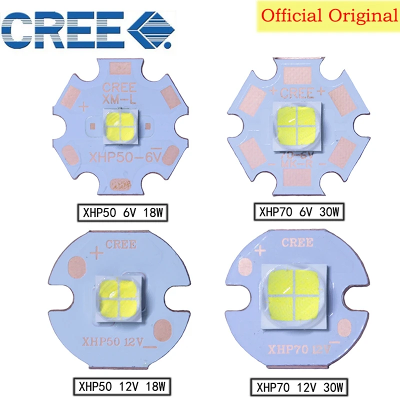 

CREE XHP50 XHP50.2 XHP70 XHP70.2 2nd Generation Cool White Neutral White Warm White LED Emitter 6V 12V with 16mm 20mm Copper PCB