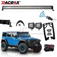 RACBOX 52 "300 ワット Led ライトバーキット 4 」 Led ワークライト風防マウントブラケットとワイヤレス制御ジープラングラー JK 07-17