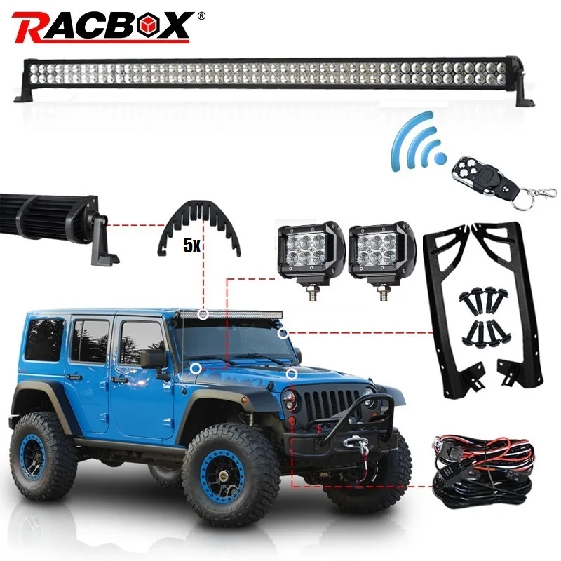 RACBOX 52 &quot300W светодиодный светильник бар комплект 4&quot рабочий кронштейн крепления