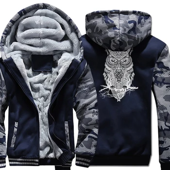 

New Arrival Winter Fleece Jackets 2019 High Quality Sweatshirts Men Hoodies Print OWL Animal Fashion Streetwear Hip Hop Hoody