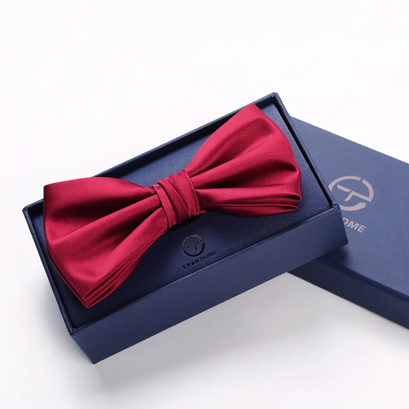 Высокое качество модный галстук-бабочка для мужчин двухслойный галстук-бабочка Мужская Свадебная бабочка галстук-бабочка для жениха винно-красный свадебный галстук
