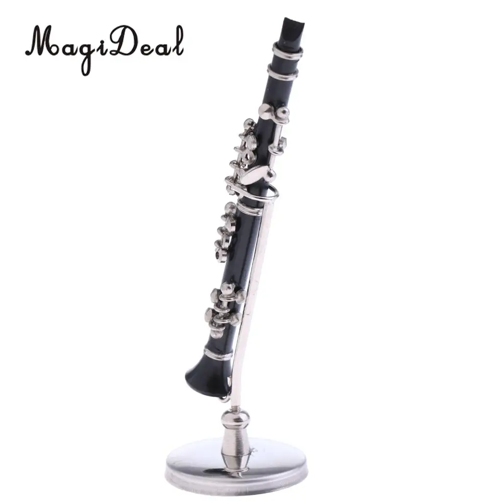 Miniature ABS Plastic Black Clarinet Musical Instrument with Box for 1/12 Dollhouse Music Room Table Decor Children Toy Gift