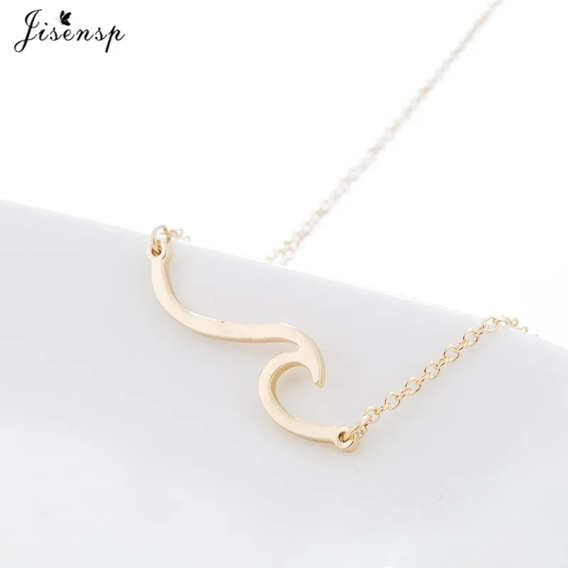 Jisensp بسيطة أزياء الصيف الشاطئ موجة طويلة سلسلة سحر قلادة العصرية تصفح مجوهرات للنساء بنات هدية عيد ميلاد 2019