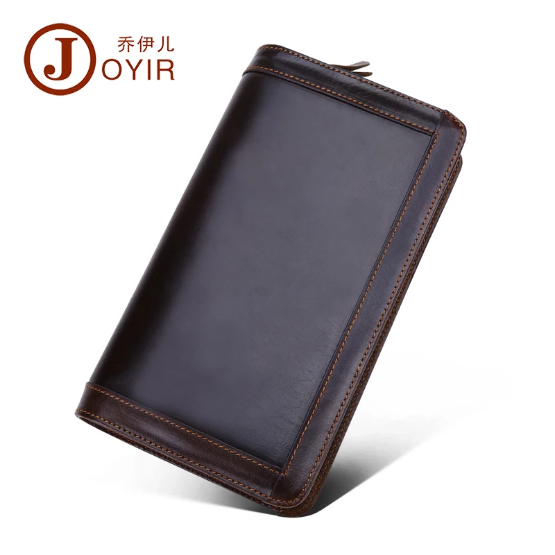 JOYIR 2016 Genuine Leather Men Wallets New Man Wallet Double Zipper Men Purse Fashion Male Long
