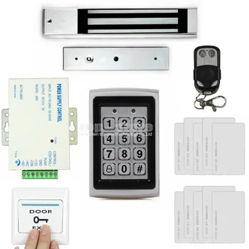 

DIYSECUR Remote Control 125KHz RFID Metal Case Keypad Door Access Control Security System Kit + 280kg Magnetic Lock +Exit Button