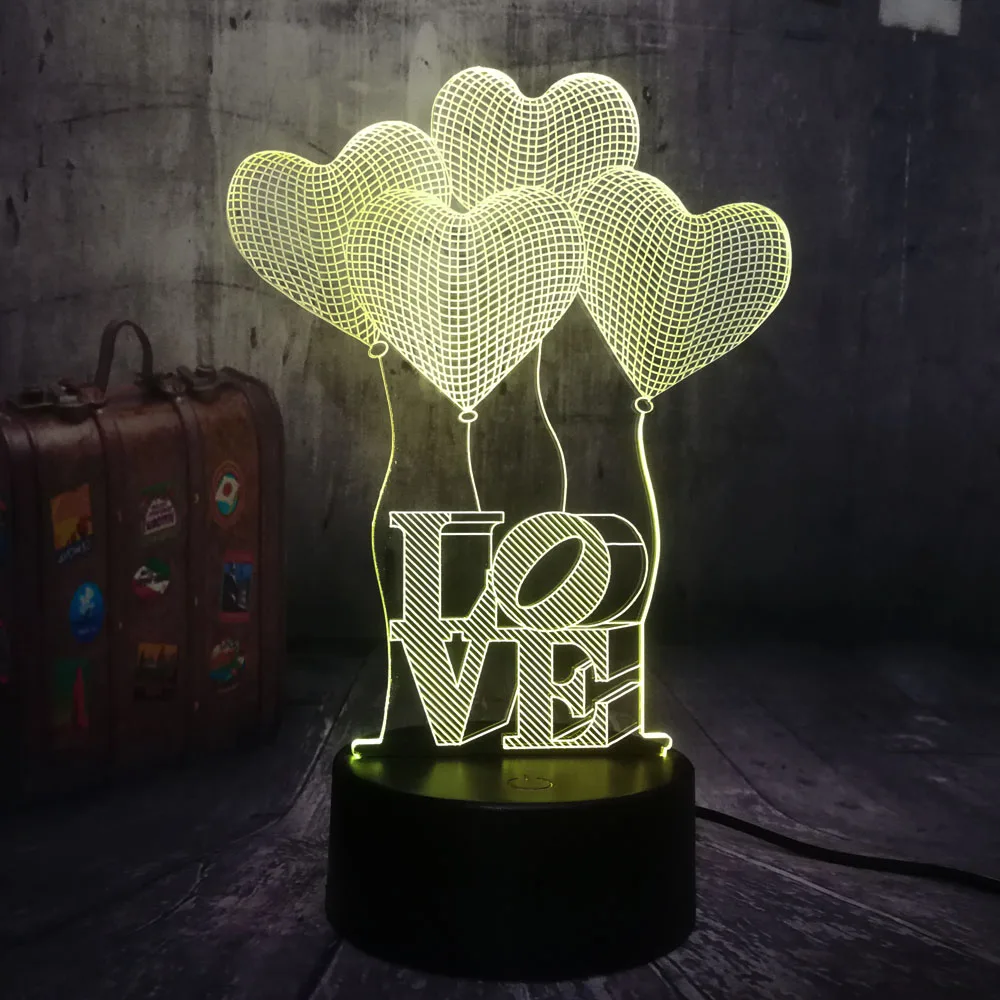 

LOVE HEART New 2019 3D LED Night Light Home Decor Colorful Table Lamp Touch Romantic Holiday Creative Love Heart Wedding Gift