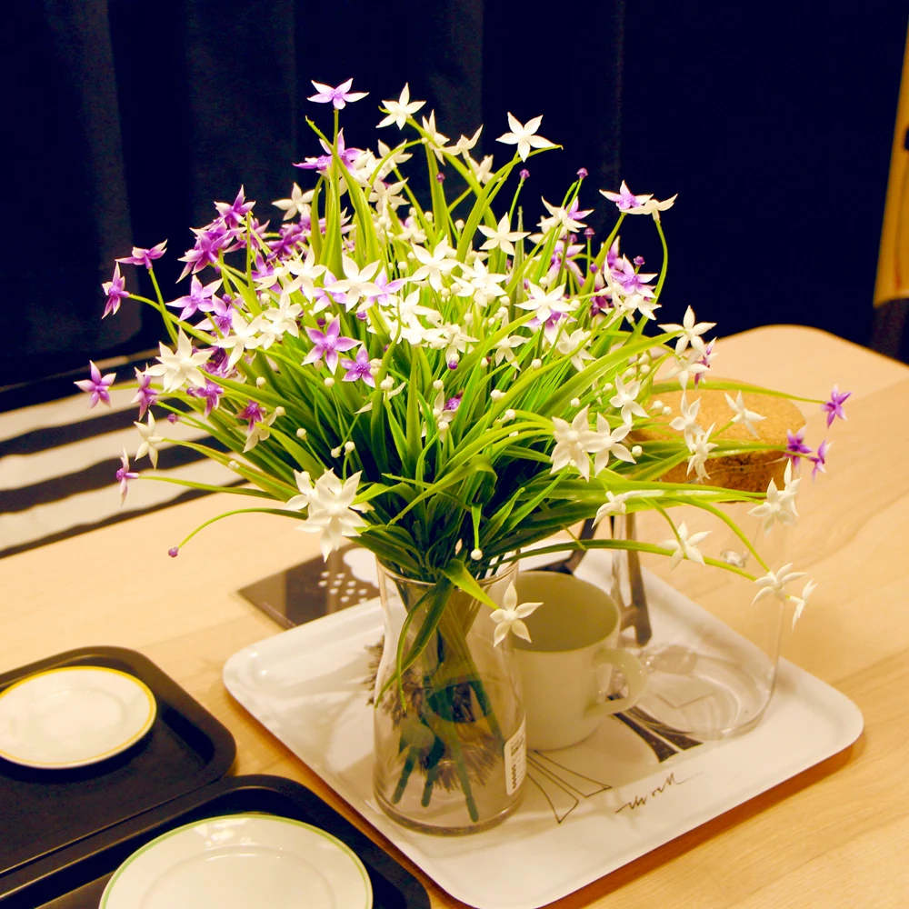 

Outdoor 3PCS Artificial Plants Flowers Plastic Shrubs Green Grass indoor Balcony Garden Wedding Decorations
