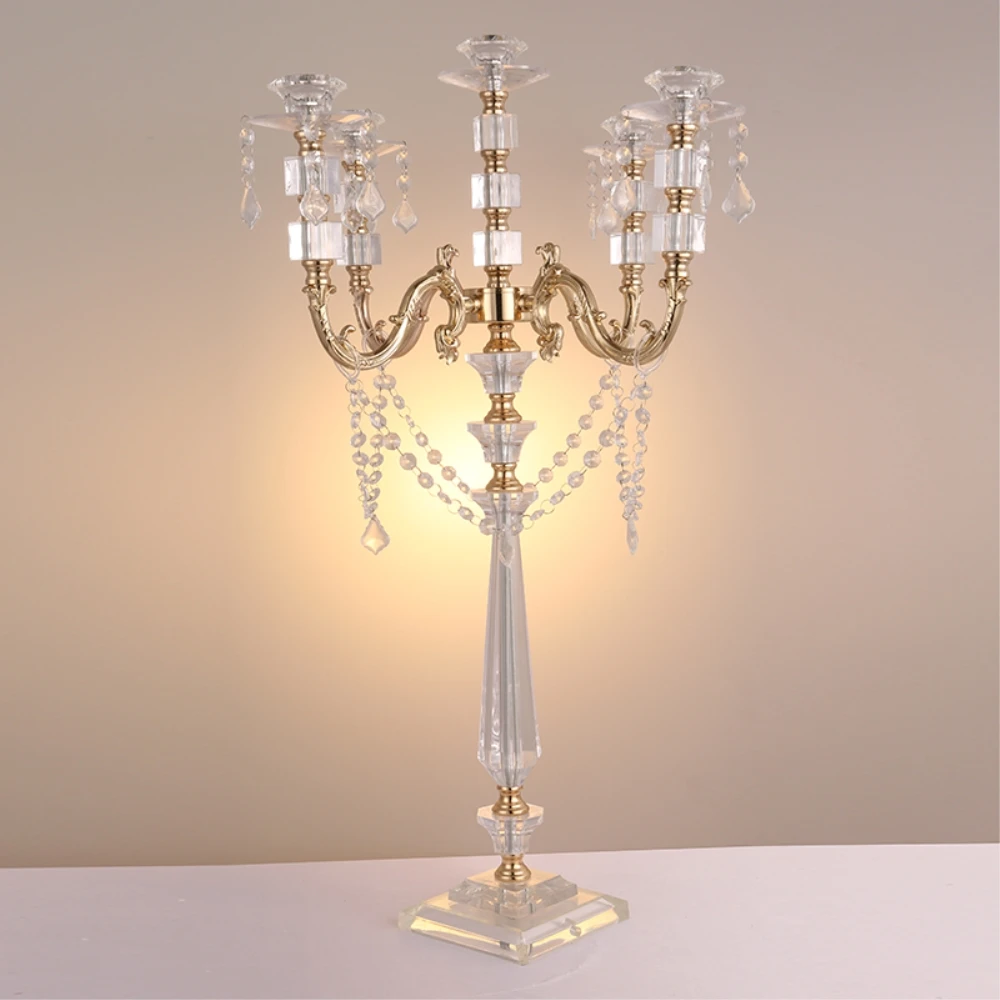 new style Acrylic Candle Holders 5 arms Candelabras With Crystal