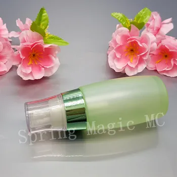 

30ML Green Frosted Glass Lotion Bottle with Transparent pump cosmetic container Emulsion/Essence/Eye cream Empty Glass bottle