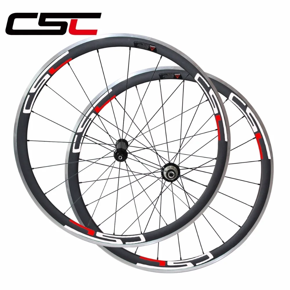 Clearance CSC 700C 23mm width 38mm deep clincher R36 hub bike wheelset with Aluminum alloy breaking surface road bicycle carbon wheels 2