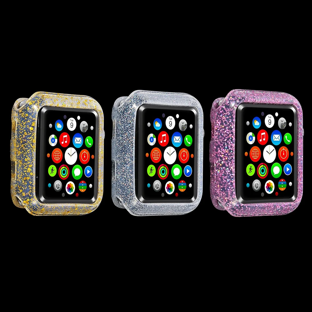 Модный 42 мм 44 38 40 Блестящий силиконовый чехол для Apple Watch i Series 4 3 2 1 сменный