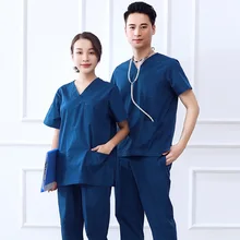 Больница и зубная клиника женщина мужчина доктор с коротким рукавом хирургическая форма изоляции скраб набор, молния медицинский костюм набор. Y1