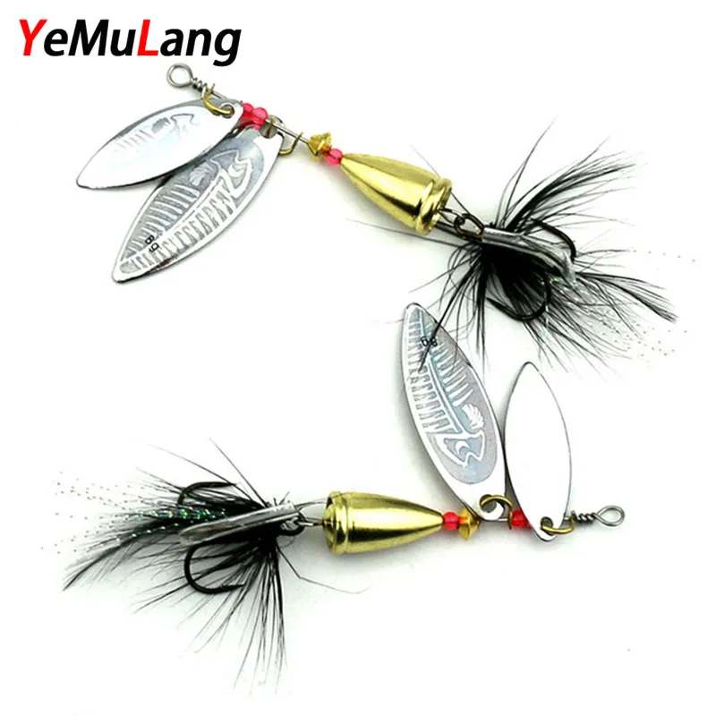 

BB612 1 pcs Spinner Metal Fishing Lures 7.8cm 11g Artificial Spoon Lures With Feather Hook Bass Pesca Hard Bait For Fishing
