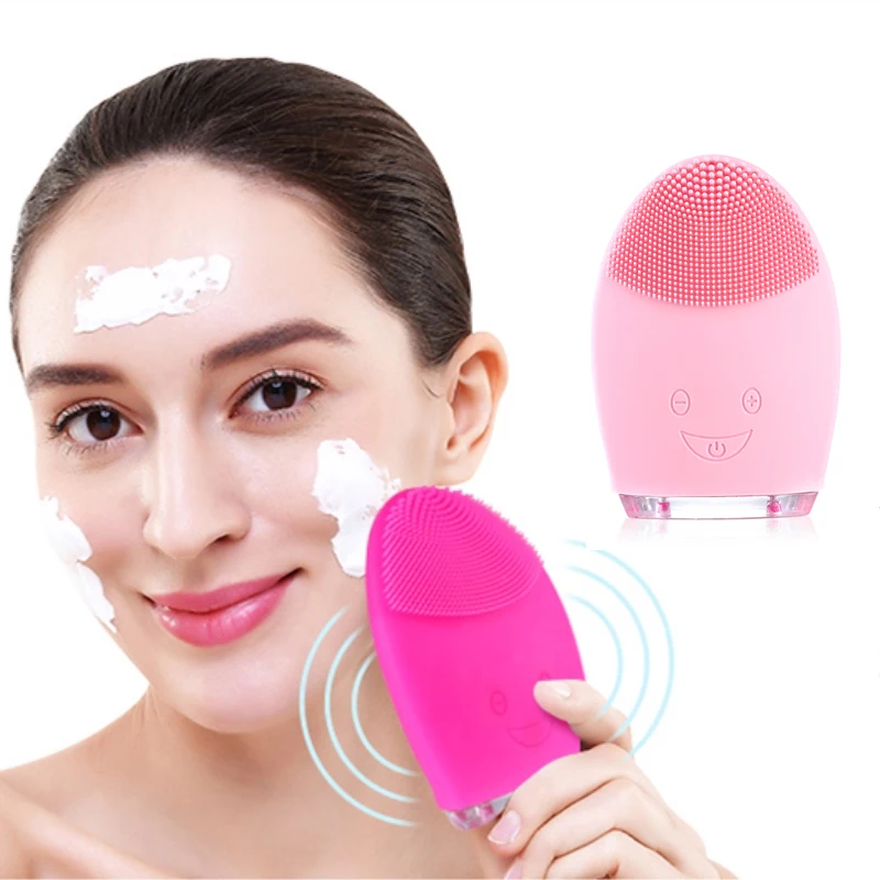 Дешево Sonic вибрации лицо щетка для пилинга Электрический силиконовой глубокой очистки кистей Перезаряжаемые Водонепроницаемый футляр