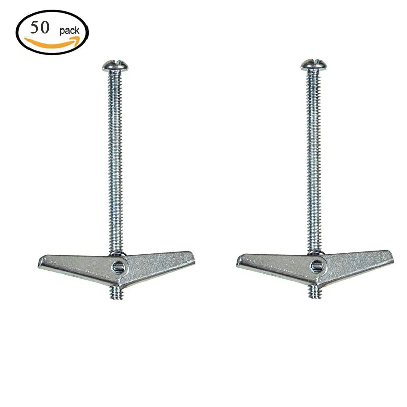 ToggleBolt316X3Inch50PackZincPlatedSteelRoundHeadToggle