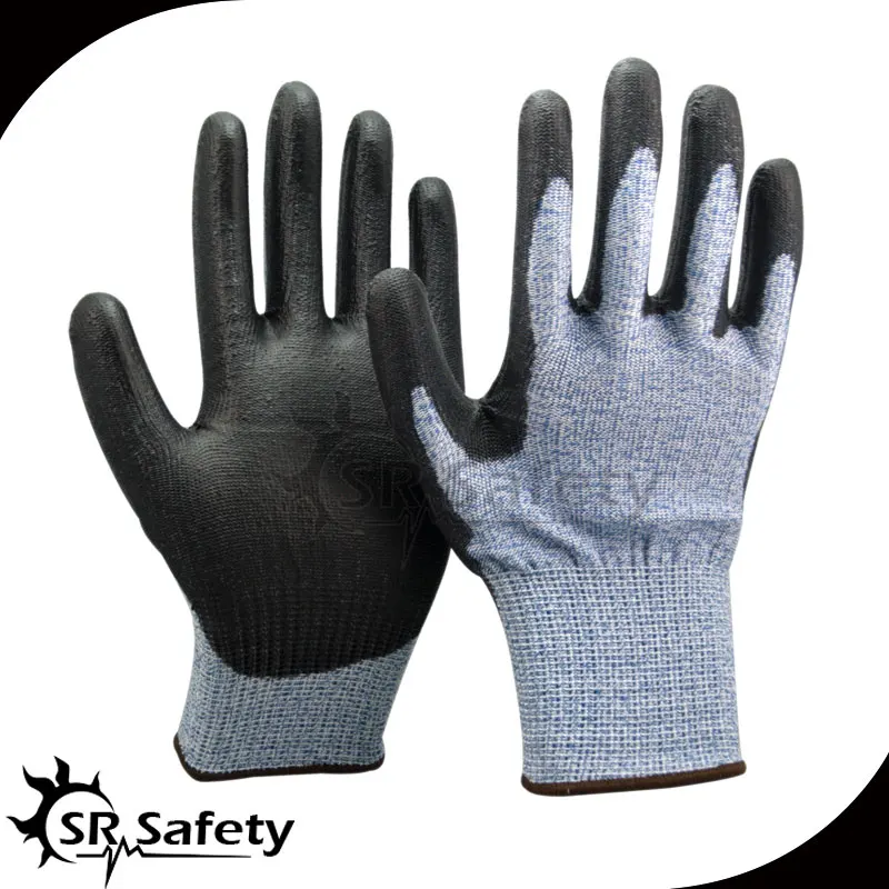 

SRSAFETY 1 Pairs 13 guage blue nylon HPPE working gloves,cut level 5 Soft Cut Resistant Gloves
