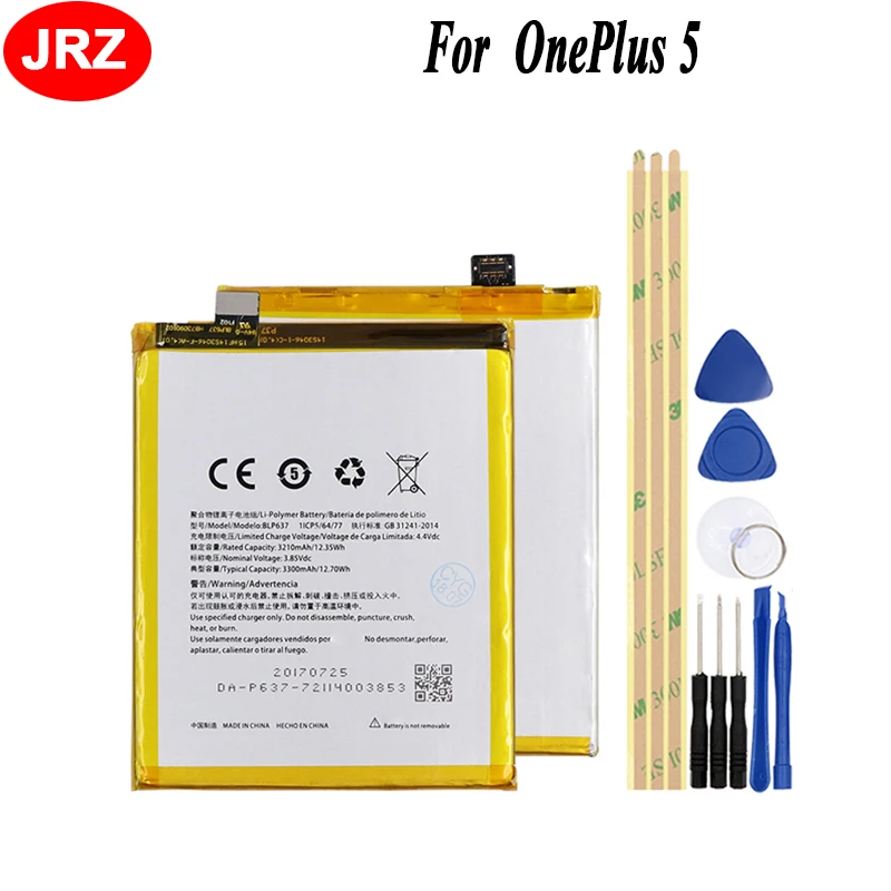JRZ BLP637 Аккумулятор для OnePlus 5 One Plus батарея телефона 3210 мАч Высокая емкость 3 85 В