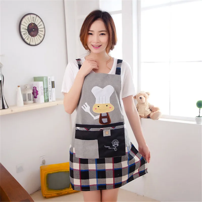 

Household Cleaning Tools Kitchen Cooking Apron Anti Oil Antifouling Adjustable Gray Apron for Woman Chef Waiter B