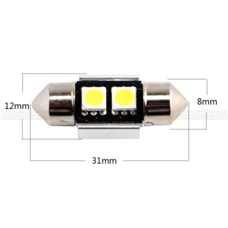 4 шт. белые светодиодные лампы CANBUS 31 мм 5050 2 SMD Festoon с алюминиевым корпусом для 12 В