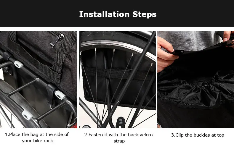 Clearance Roswheel Sahoo Series 14891-A-SA Bike Tail Rear Seat Trunk Bag Bicycle Saddle Bag Rack Side Panniers Pouch 15L 5