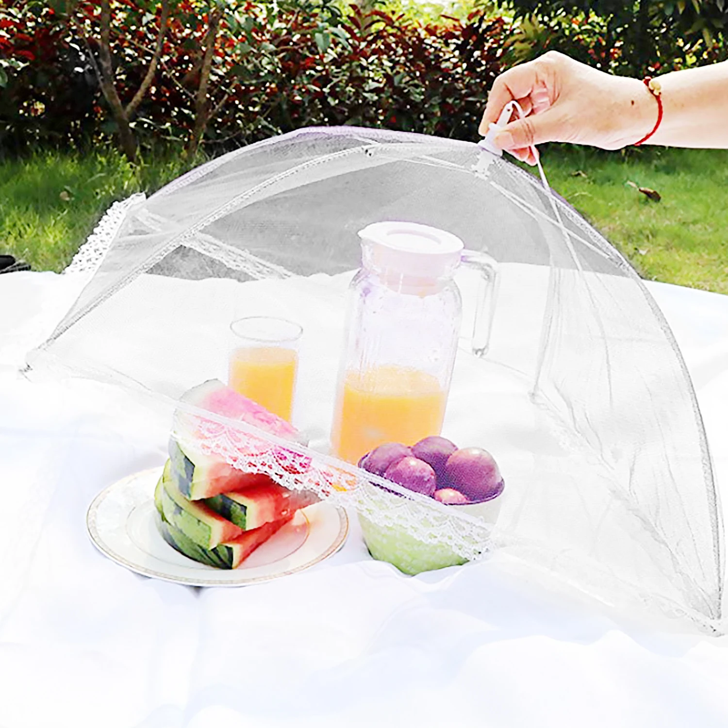 

Behogar 43x43cm Square Pop-up Foldable Breathable Anti Fly Food Net Mesh Covers Umbrella for Barbecues Camping Kitchen Gadgets