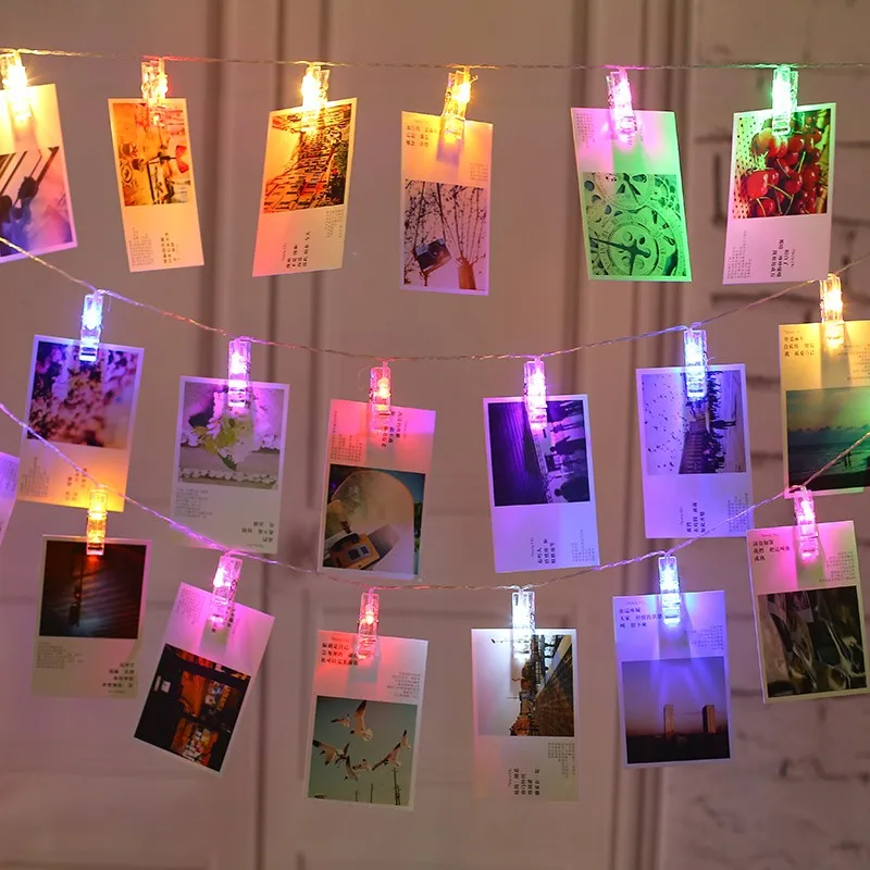 LED Photo Clip Holder String Card Picture Clip Pegs LED String Light Fairy Christmas Wedding Party Valentine's Day Decoration