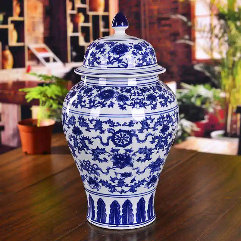 Керамические баночки для имбиря Jingdezhen античные фарфоровые висков синие и белые