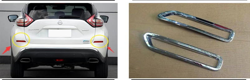 

Lapetus Rear Tail Fog Lights Lamp Molding Decoration Frame Cover Trim Exterior Fit For Nissan Murano 2015 2016 2017 2018 ABS