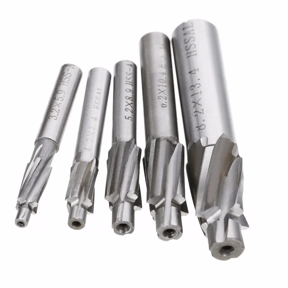 

5pcs 4 Flute Countersink End Milling Cutter HSS Drill Bits Set M3-M8 For Power Tools