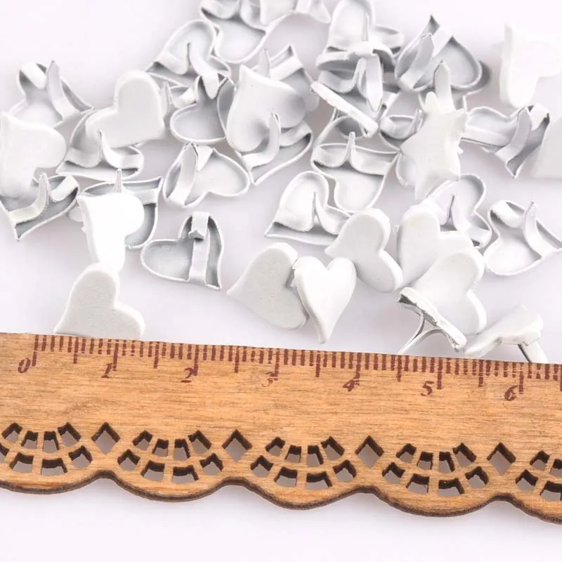 Metal Brads Scrapbooking Decoration 50PCs 11x8mm Mix Lovely Heart Brads Scrapbooking Embellishment Fastener Brads Metal Crafts For shoes Decoration CP1926