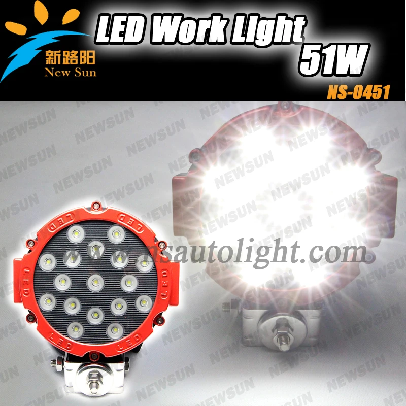 

12V 51W LED Work Light Driving Lamp Offroad Truck Lamp flood Beam for UTV Sand sail SUV Fork Lift Trains Boat Bus Tanks Lights
