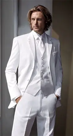 2017 последние конструкции пальто брюки белый Для мужчин Свадебный костюм формальные Slim Fit Костюмы пользовательские высокое качество