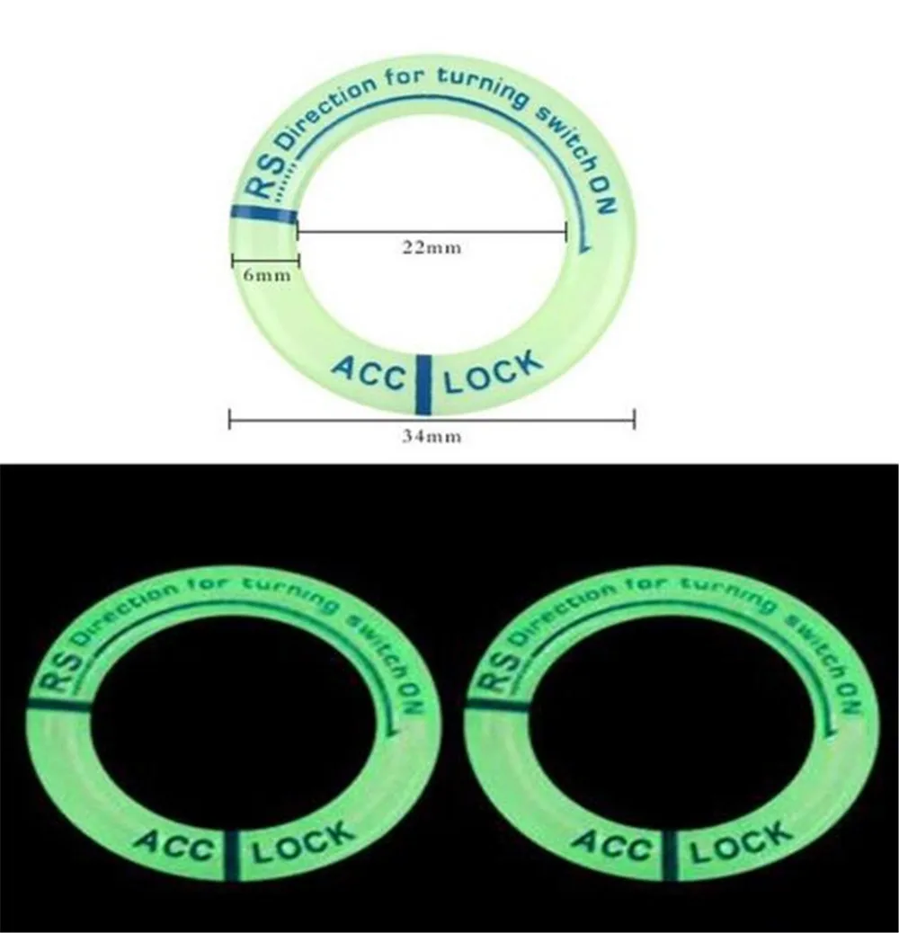 Светящаяся стильная светящаяся кольцевая наклейка для ключей 3D автомобильный переключатель зажигания Крышка мотоциклетная круглая наклейка светильник украшение Универсальный Fit