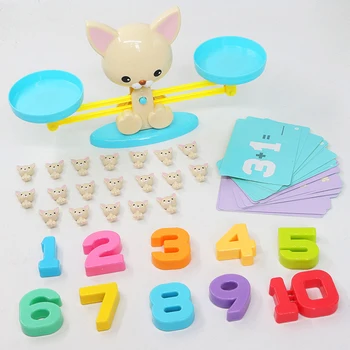 

1set Animal Match Balancing Scale Math Toys Number Balance Game Kids Education add and subtract Board Toys for Baby
