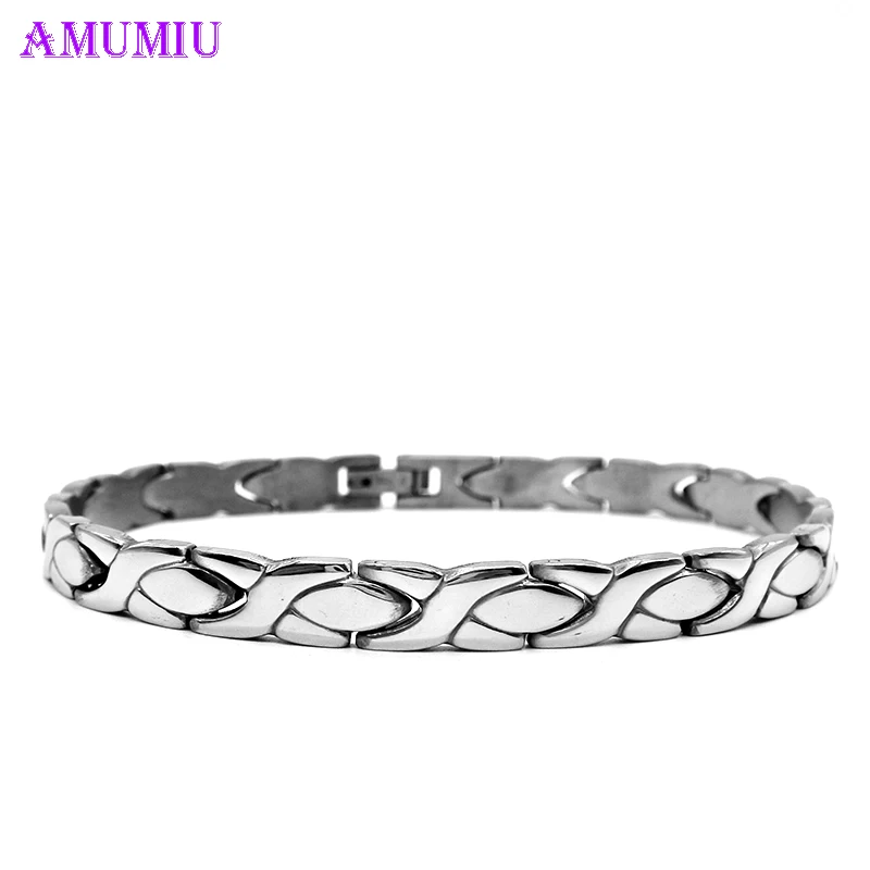 

AMUMIU 2019 Women's Jewelry Itanlian Elastic Charm Bracelet Fashion Silver Stainless Steel Bangle B034