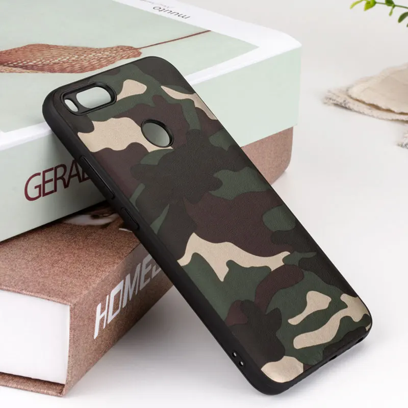 Funda de camuflaje militar para Xiaomi mi a1 mi 5x silicona suave TPU con PC y funda de piel de PU funda para Xiaomi mi a1