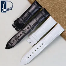 Pesno Alligator Skin Leather Watch Strap 17mm18mm Black White Women Accessories Watch Band Suitable for Jaeger-LeCoultre